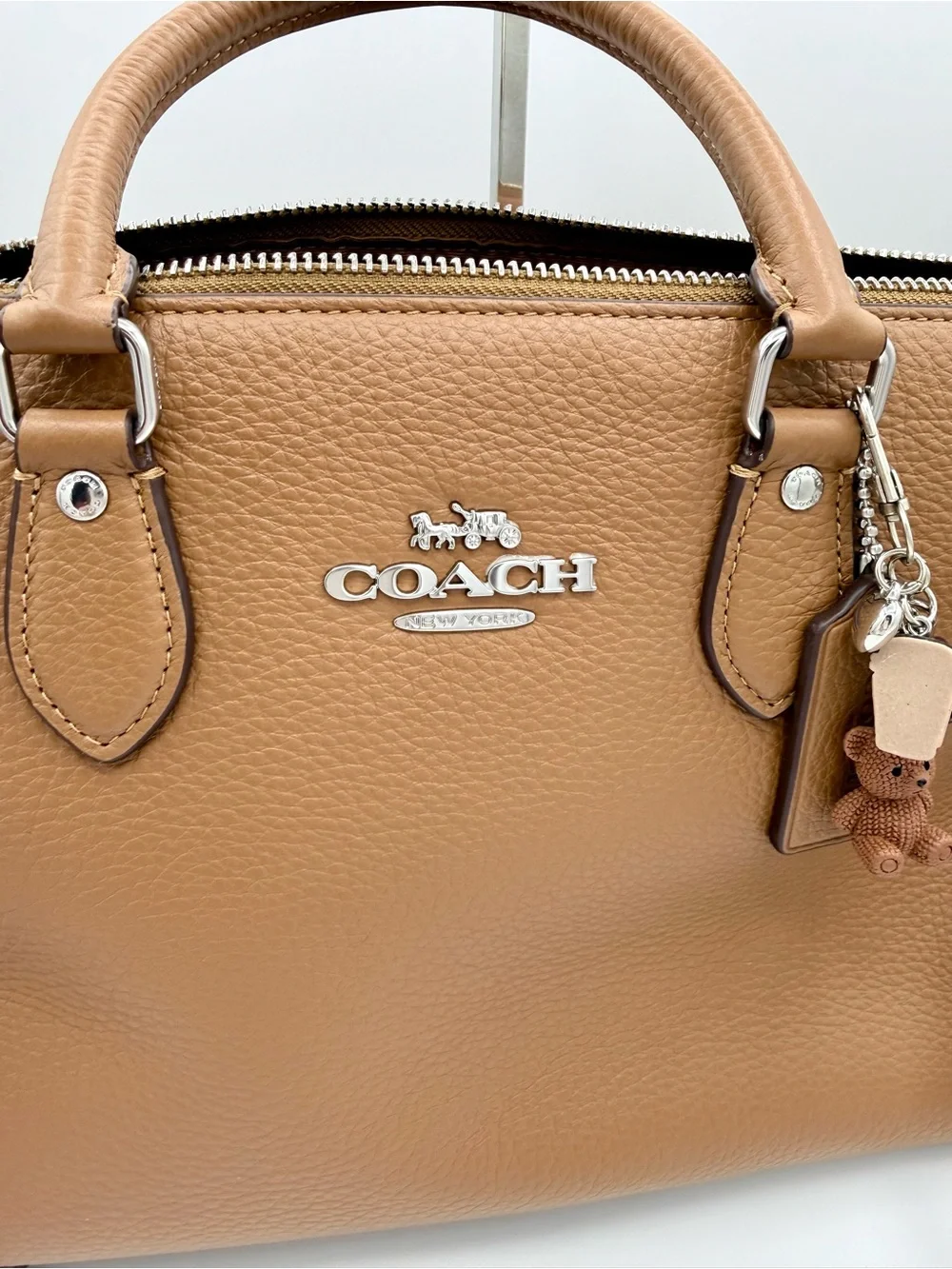 Coach Georgia Satchel Bag Pebble Leather Light Saddle Silver Crossbody CR156